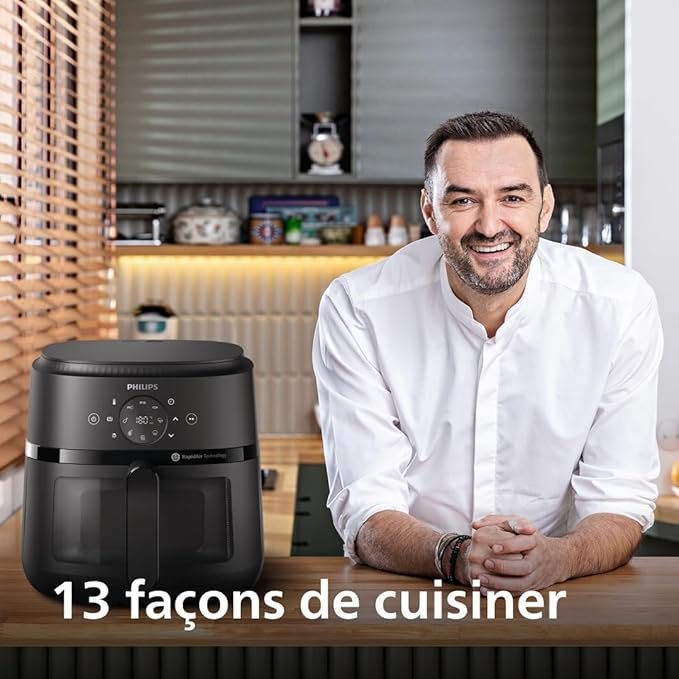 Friteuse À Air Chaud Saine 6.2L 1700W À Technologie RapidAir Philips NA230/09 – Image 5