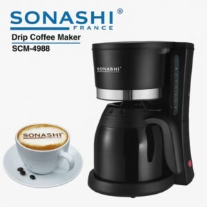 Cafetière Électrique avec Thermos 1L - 8-10 Tasses 800W 1.2L Avec Filtre Lavable Sonashi SCM-4988